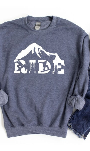 Ride Snowboard Graphic Sweatshirt Olive and Ivory Wholesale