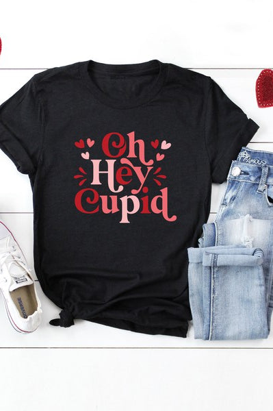 Oh Hey Cupid Short Sleeve Graphic Tee Olive and Ivory Wholesale