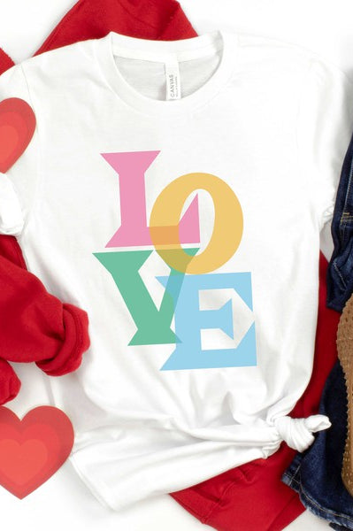 Love Colorful Short Sleeve Graphic Tee Olive and Ivory Wholesale