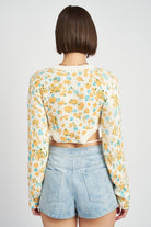 PRINTED SWEATER TOP WITH SIDE DRAWSTRINGS Emory Park