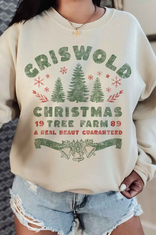 CHRISTMAS TREE FARM GRAPHIC PLUS SIZE SWEATSHIRT ROSEMEAD LOS ANGELES CO