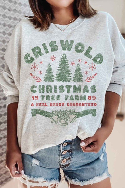 CHRISTMAS TREE FARM GRAPHIC PLUS SIZE SWEATSHIRT ROSEMEAD LOS ANGELES CO