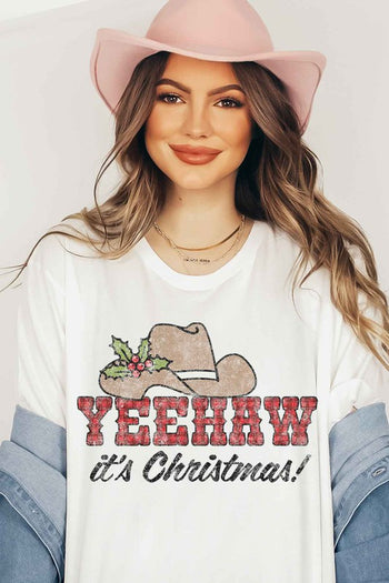 YEEHAW COUNTRY CHRISTMAS GRAPHIC TEE / T-SHIRT ROSEMEAD LOS ANGELES CO