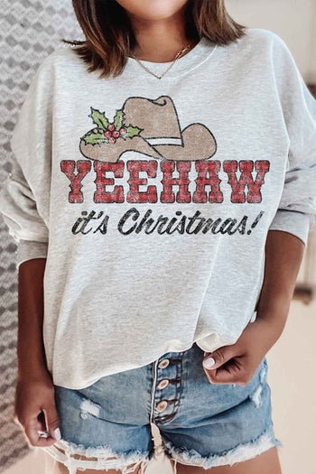 YEEHAW COUNTRY CHRISTMAS GRAPHIC SWEATSHIRT ROSEMEAD LOS ANGELES CO