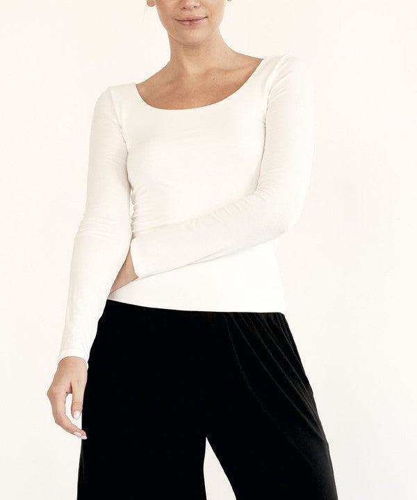 BAMBOO LONG SLEEVE DOUBLE LAYERED TOP Fabina