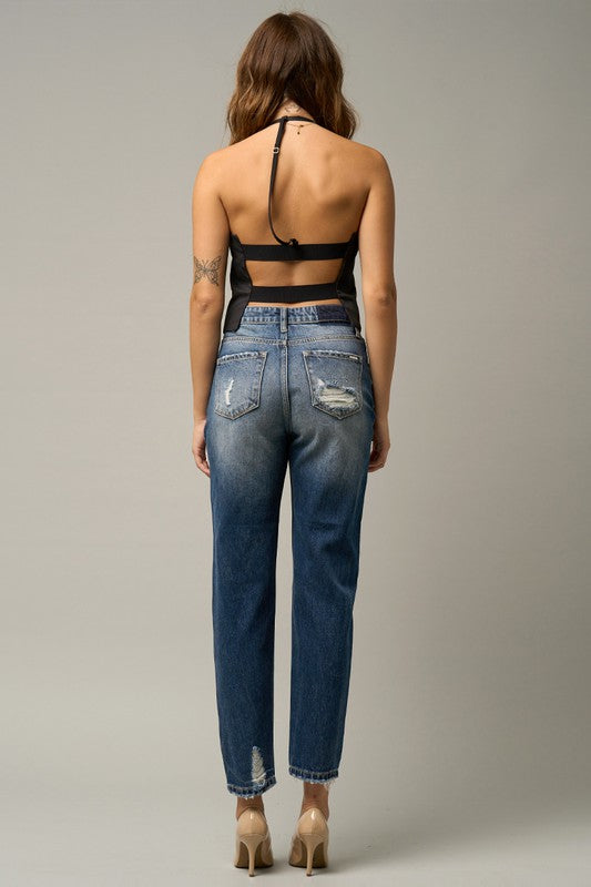 High Waist Straight Jeans Denim Lab USA