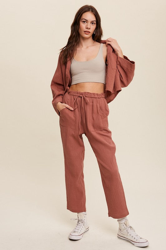 Long Sleeve Button Down and Long Pants Sets Listicle