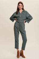 Long Sleeve Button Down and Long Pants Sets Listicle