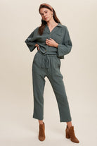 Long Sleeve Button Down and Long Pants Sets Listicle