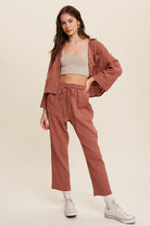 Long Sleeve Button Down and Long Pants Sets Listicle