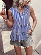 Tiered V-Neck Sleeveless Tank Casual Chic Boutique