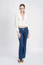 LOW WAIST DENIM FLARED PANTS Emory Park