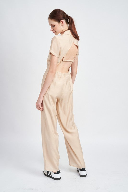 SHORT SLEEVE JUMPSUIT WITH OPEN BACK Emory Park