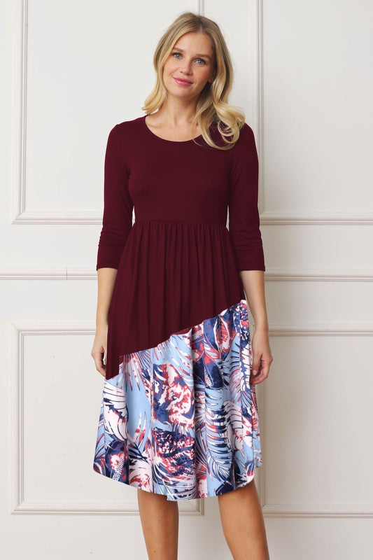 Asymmetrical Accent Midi Dress EG fashion