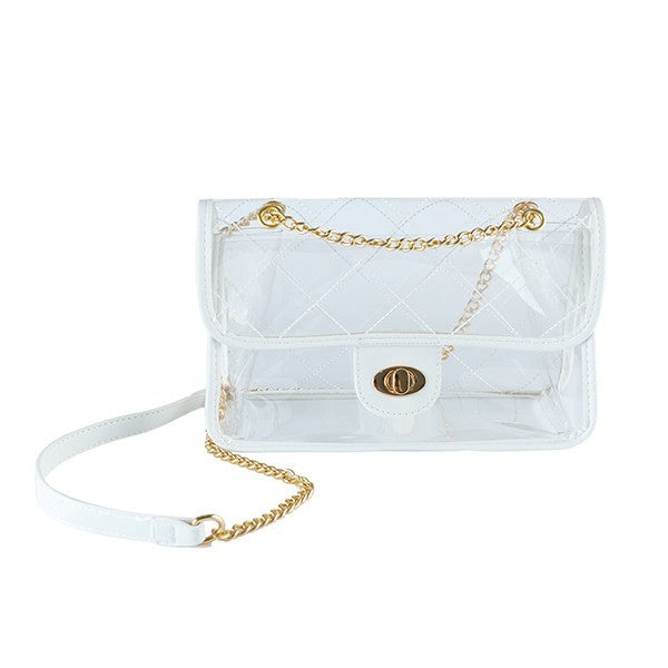 TRENDY  HIGH QUALITY QUILTED CLEAR PVC BAG Bella Chic