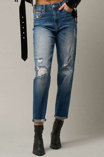 Distressed Girlfriend Jeans Denim Lab USA