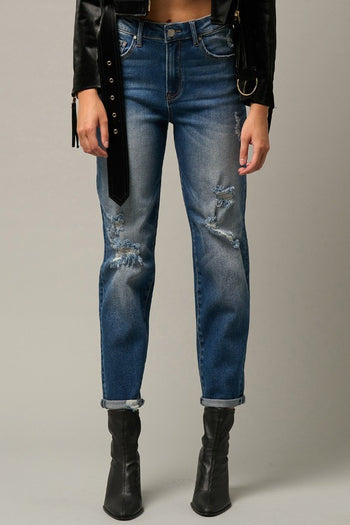 Distressed Girlfriend Jeans Denim Lab USA