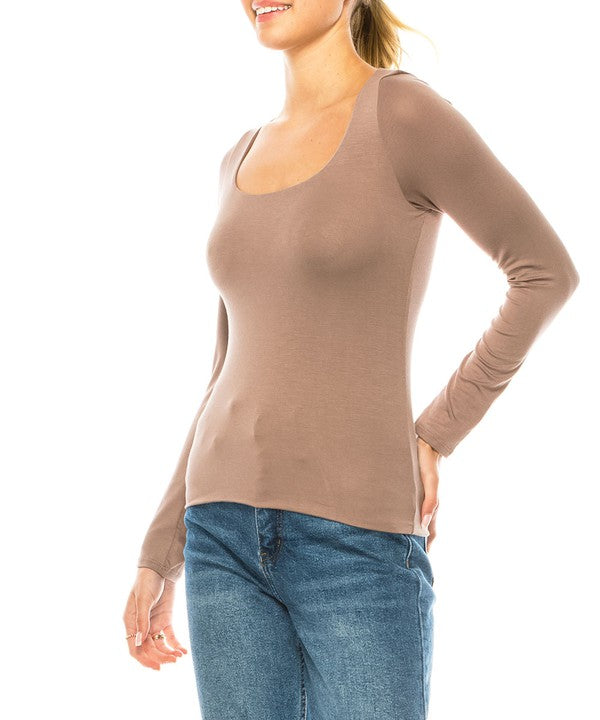 BAMBOO LONG SLEEVE DOUBLE LAYERED TOP Fabina