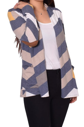 Elbow Patch Open Cardigan EG fashion