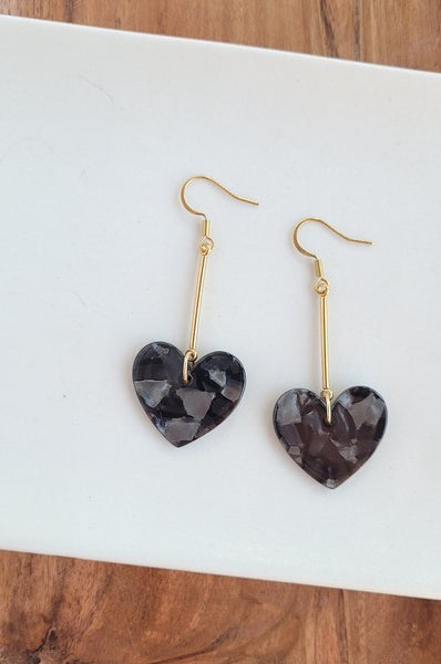 Mina Heart Earrings - Black Spiffy & Splendid