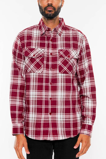 LONG SLEEVE FLANNEL FULL PLAID CHECKERED SHIRT WEIV