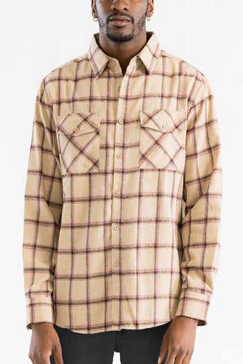 LONG SLEEVE FLANNEL FULL PLAID CHECKERED SHIRT WEIV