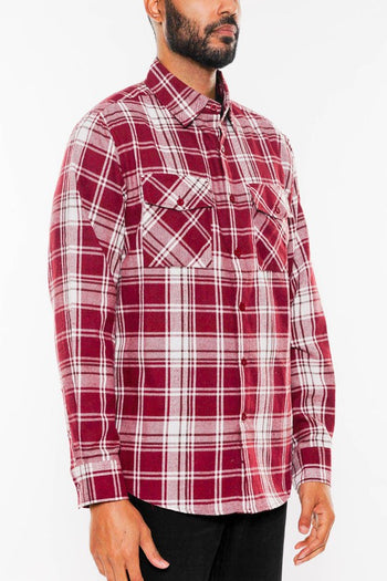 LONG SLEEVE FLANNEL FULL PLAID CHECKERED SHIRT WEIV