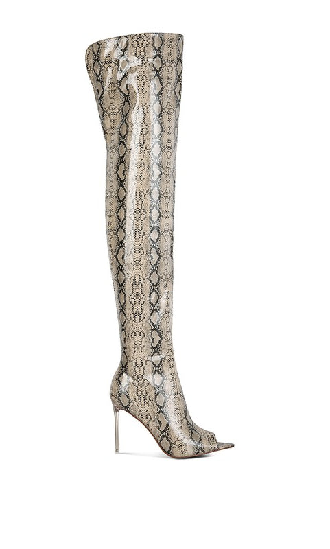 High Drama Snake print Stiletto Long Boots Rag Company