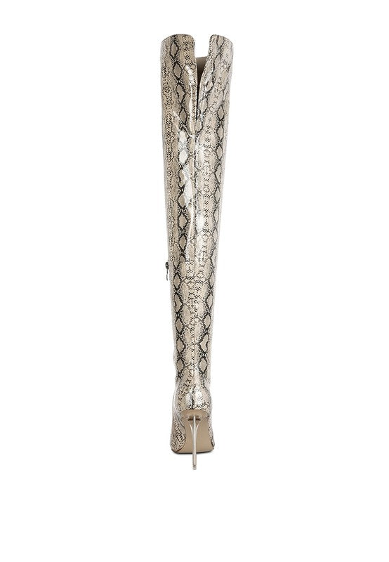 High Drama Snake print Stiletto Long Boots Rag Company