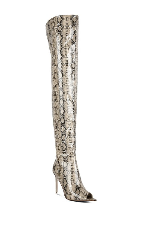 High Drama Snake print Stiletto Long Boots Rag Company