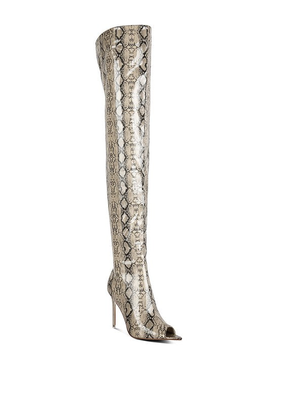 High Drama Snake print Stiletto Long Boots Rag Company