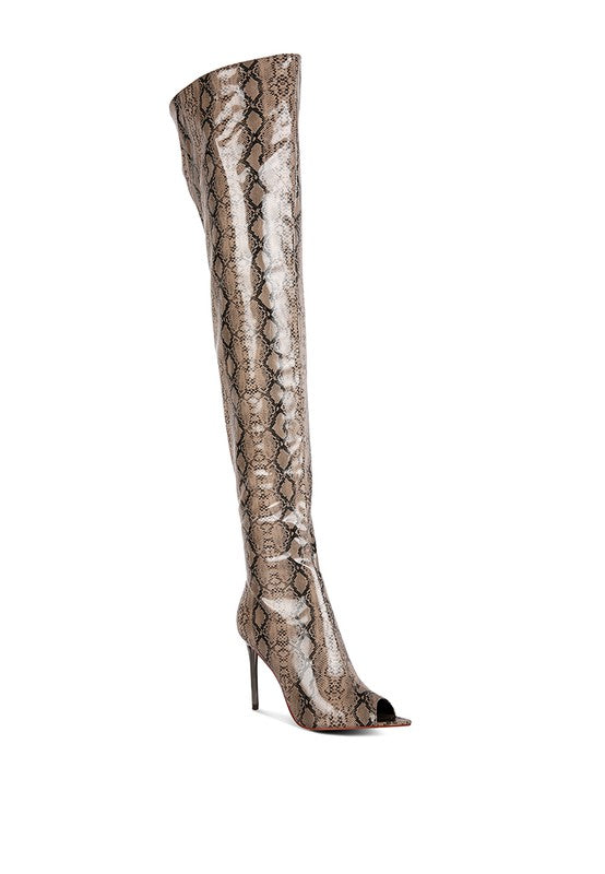 High Drama Snake print Stiletto Long Boots Rag Company