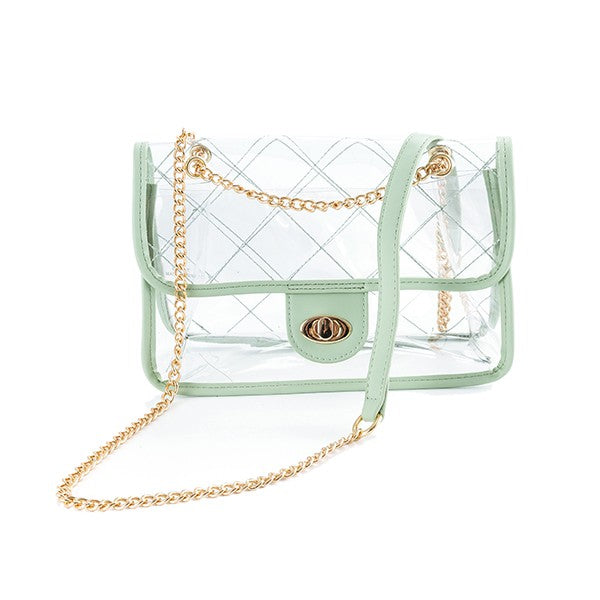 TRENDY  HIGH QUALITY QUILTED CLEAR PVC BAG Bella Chic