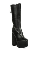 Tzar Faux Leather High Heeled Platfrom Calf Boots Rag Company