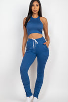 Crop Top & Ruched Drawstring Pants Set Capella