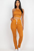 Crop Top & Ruched Drawstring Pants Set Capella