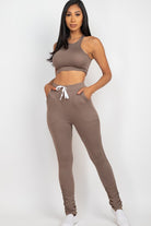 Crop Top & Ruched Drawstring Pants Set Capella