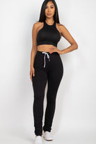 Crop Top & Ruched Drawstring Pants Set Capella