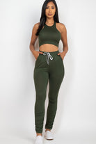 Crop Top & Ruched Drawstring Pants Set Capella