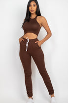 Crop Top & Ruched Drawstring Pants Set Capella