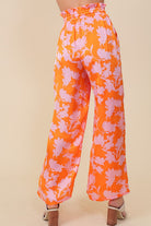 Tropical Print Wide Pants With Self Tie Drawstring Lumiere