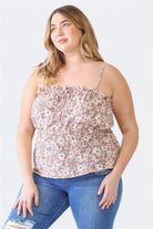 Zenobia Plus Size Frill Floral Square Neck Cami Zenobia