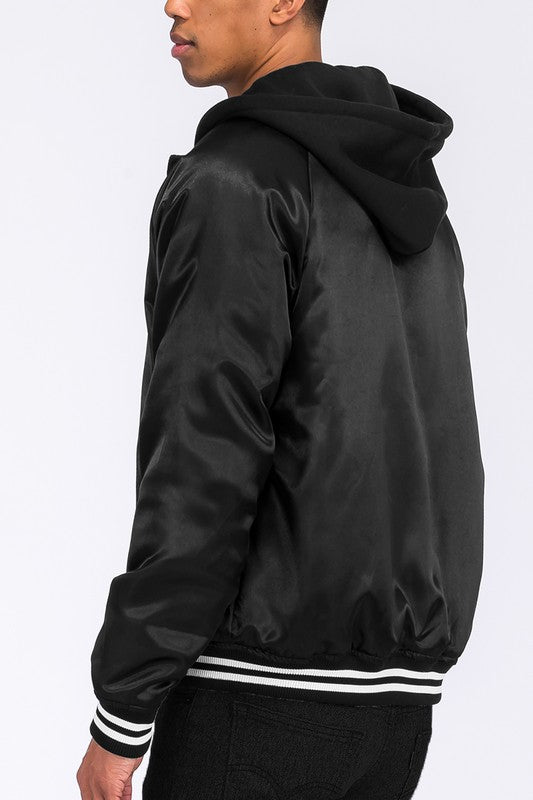 SATIN VARSITY BOMBER JACKET WEIV