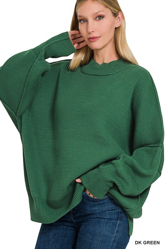Side Slit Oversized Sweater ZENANA