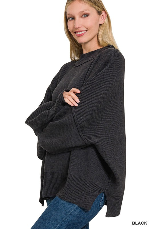 Side Slit Oversized Sweater ZENANA