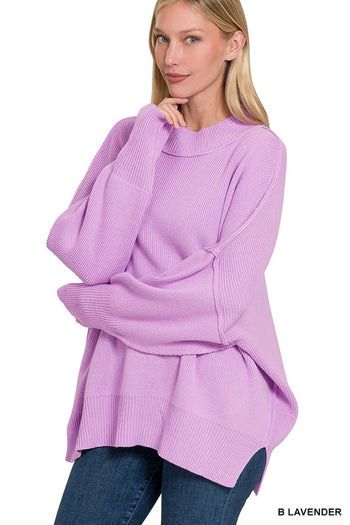 Side Slit Oversized Sweater ZENANA