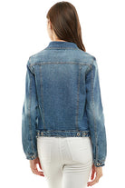 Spandex  Ladies  Casual Denim Jacket Blue Age