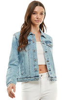 Spandex  Ladies  Casual Denim Jacket Blue Age