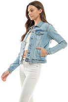 Spandex  Ladies  Casual Denim Jacket Blue Age