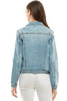 Spandex  Ladies  Casual Denim Jacket Blue Age